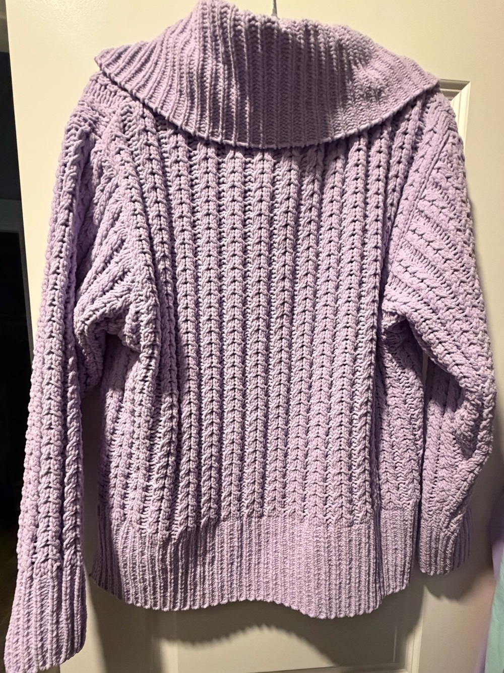 Aerie Lavender Oversized Cable-Knit Sweater with Wide Collar - Women's